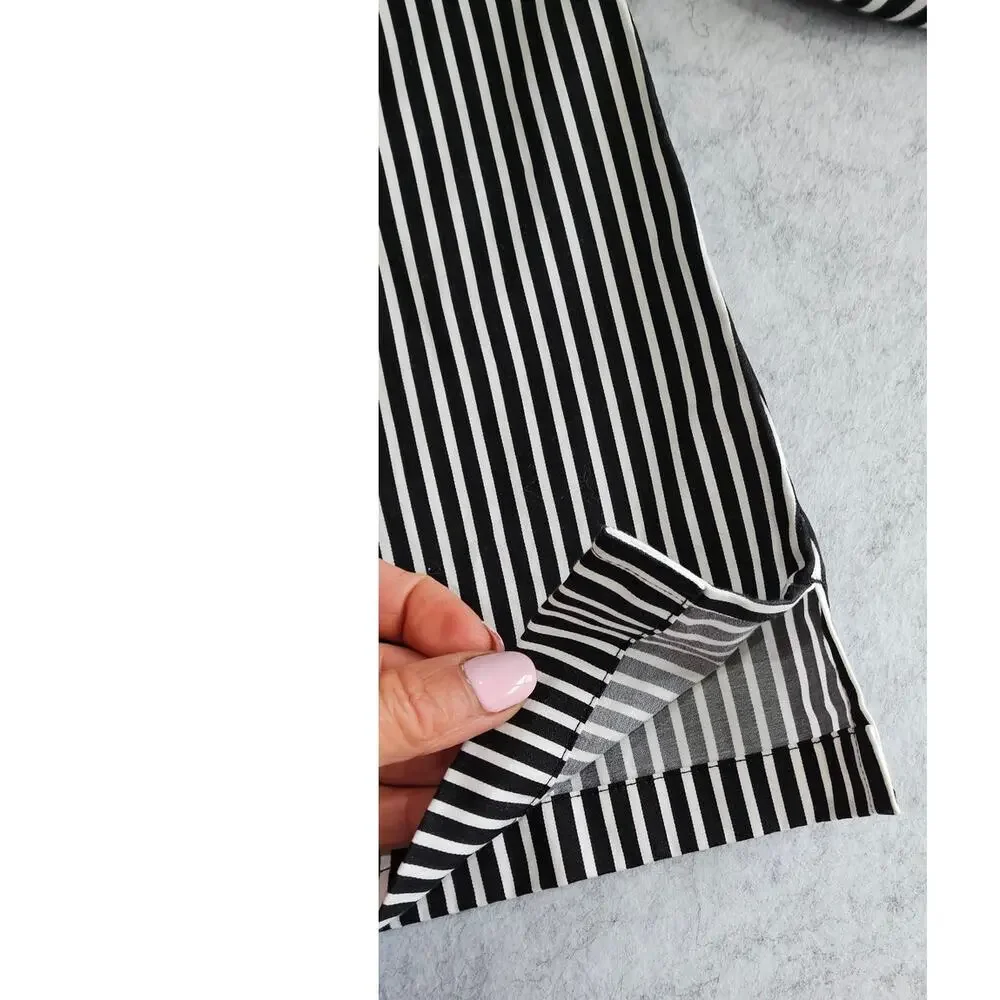 Loft Blouse Square-Neck Striped Puff Sleeve, Black & White, New w tags, Sz S